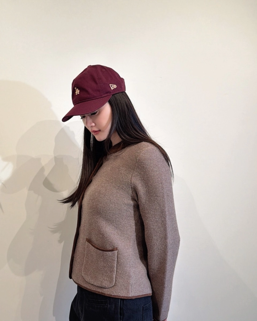 澳毛拼麂皮羊毛開衫外套 極簡・老錢風