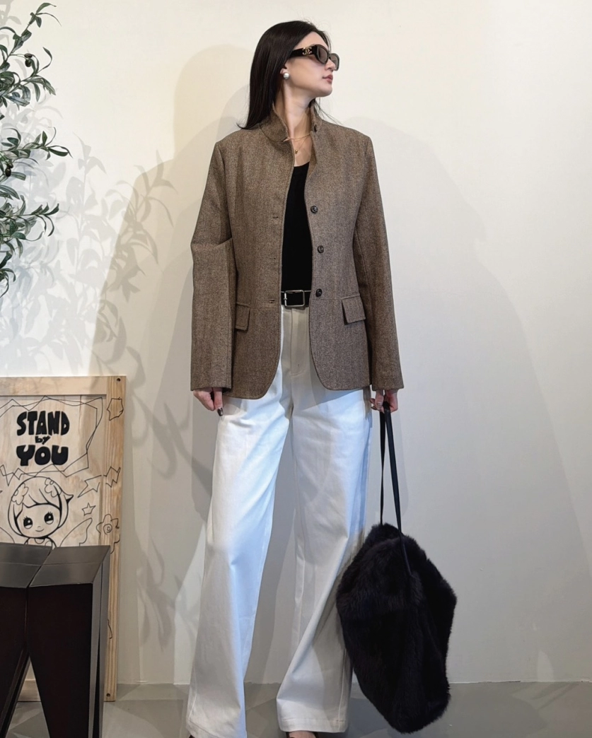 極簡老錢羊毛西裝外套